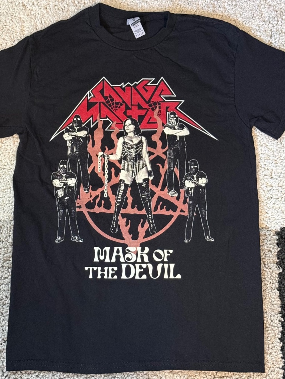 Savage Master Mask of the Devil Graphic Band T-Shirt Black Size Small Heavy Meta